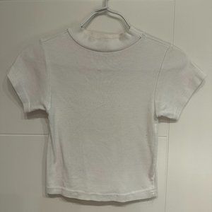 White Mock Neck Baby Tee